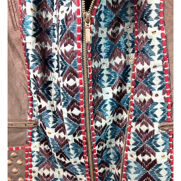 $1295 XL  Double D Ranch Abenaki Zip Biker Bomber Jacket Embroidery Mirrors - Picture 5 of 6